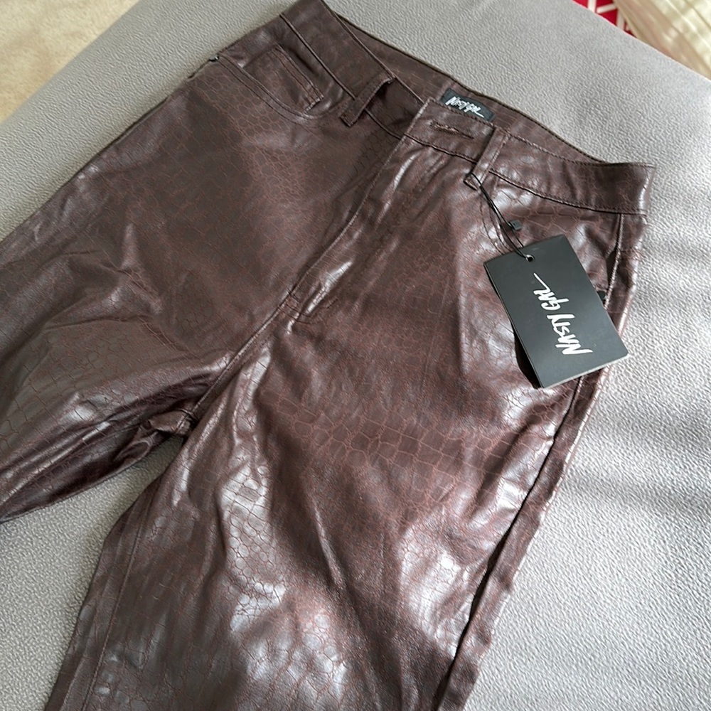 Nasty girl brand Faux leather high waist brown pants